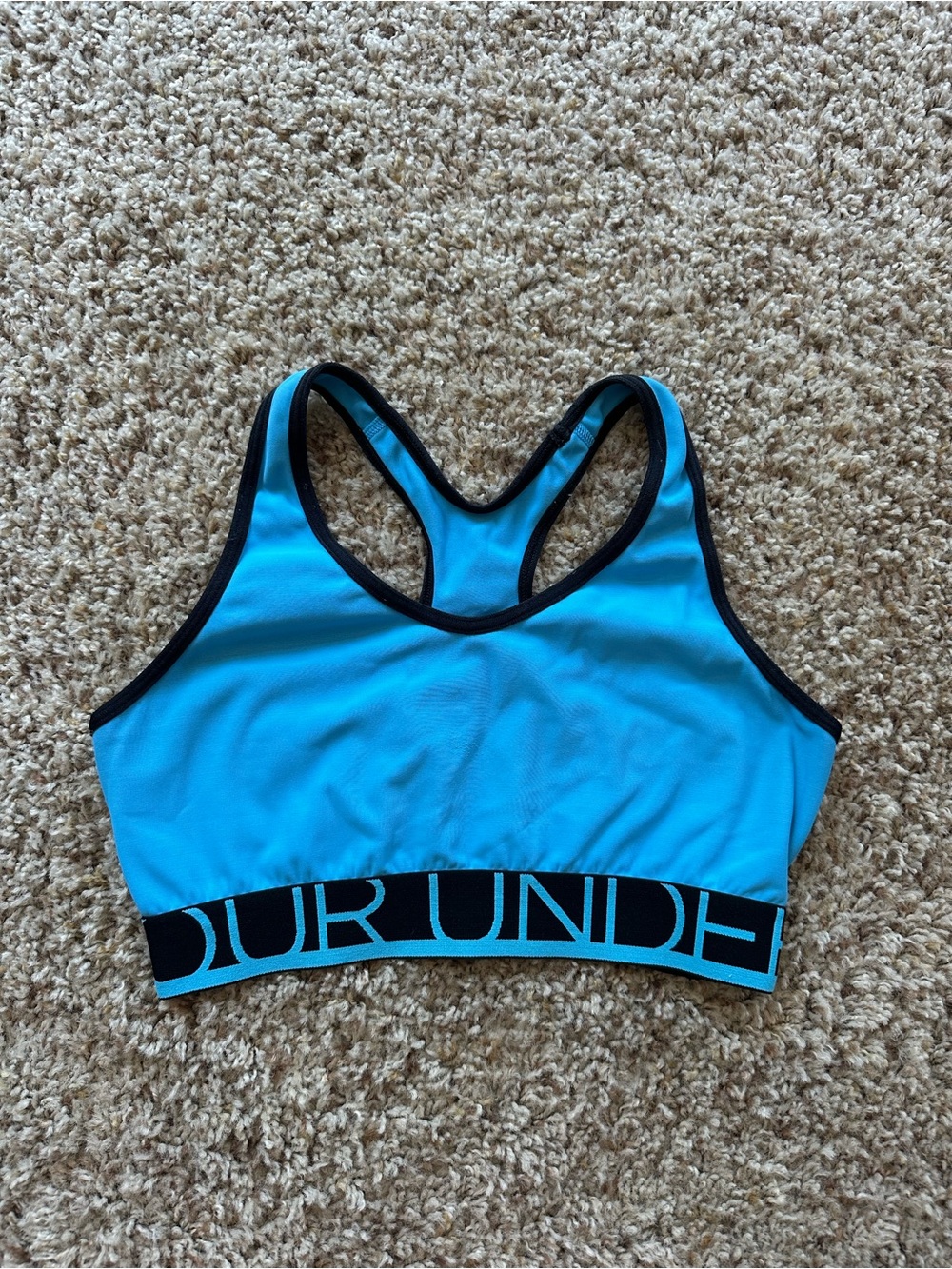 Under Armour Turquoise Racerback Sports Bra with Black Trim